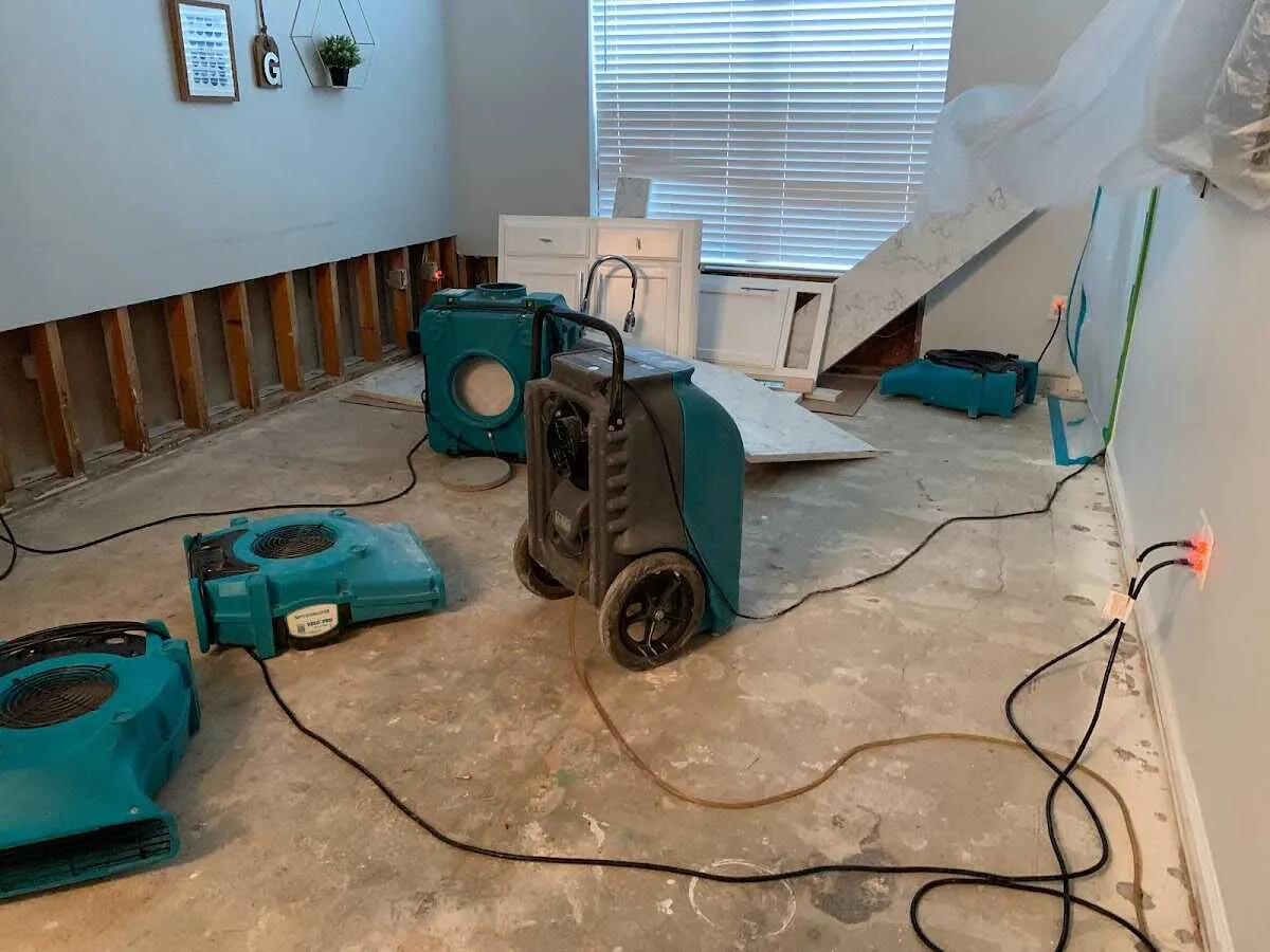Dehumidifier in flood-cut room for Water Damage Restoration in Smyrna